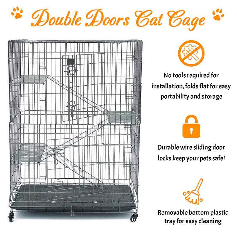 2/3/4/4-tier kandang logam kawat besar dalam ruangan dengan roda 2/3/4/4-tier kandang logam kawat besar dalam ruangan dengan roda