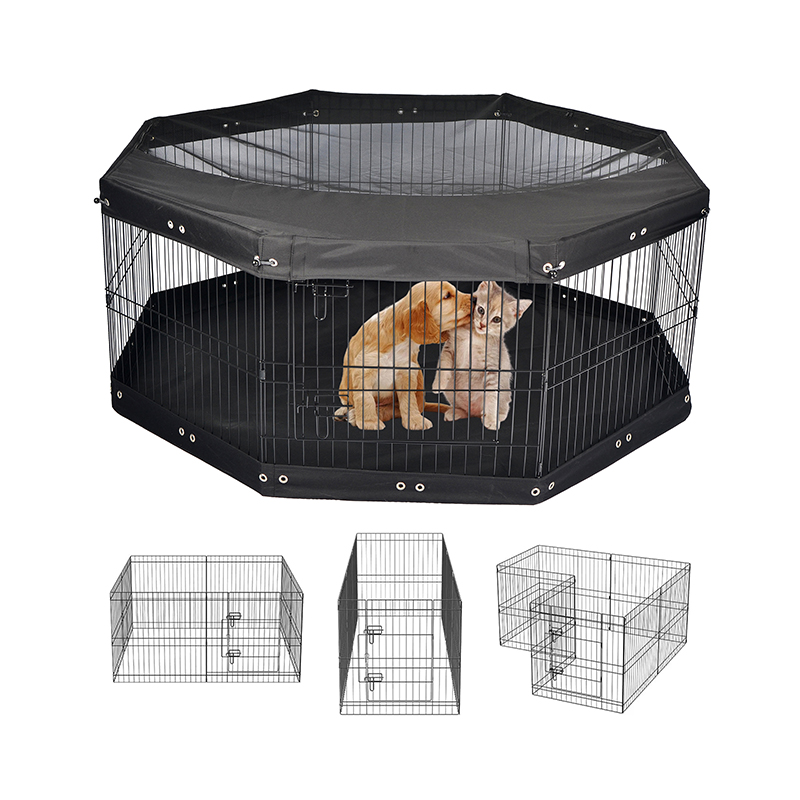 8-panel lipat kawat logam metal playpen dengan penutup atas dan bantalan bawah 8-panel lipat kawat logam metal playpen dengan penutup atas dan bantalan bawah
