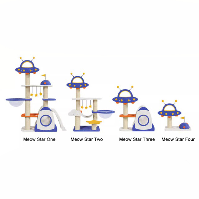 Kapsul ruang biru menara pohon kucing panjat untuk mainan bermain anak kucing Kapsul ruang biru menara pohon kucing panjat untuk mainan bermain anak kucing