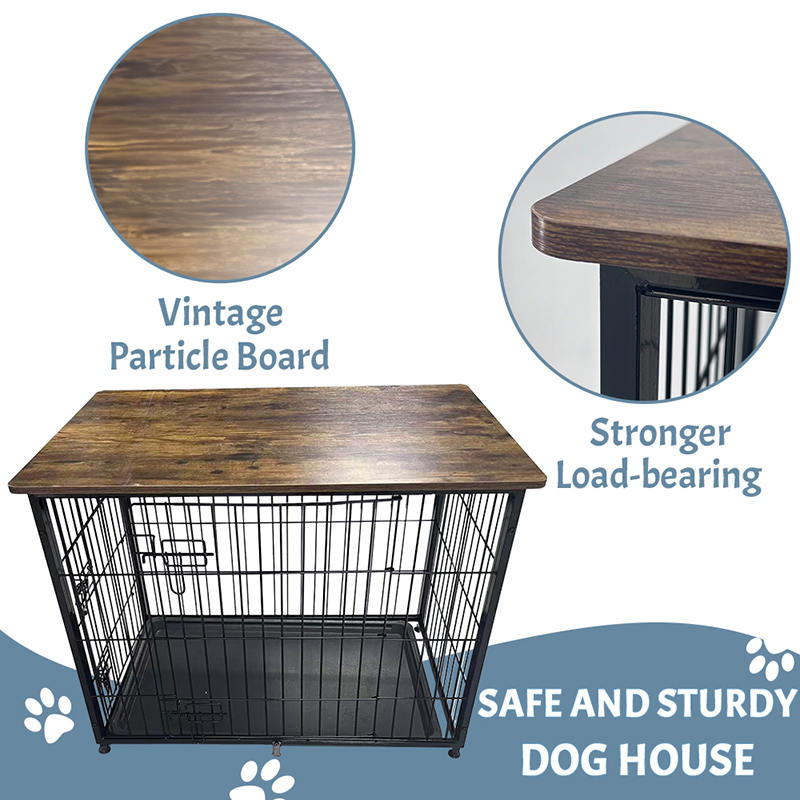 Kandang anjing furnitur kayu besar dengan nampan yang dapat dilepas Kandang anjing furnitur kayu besar dengan nampan yang dapat dilepas