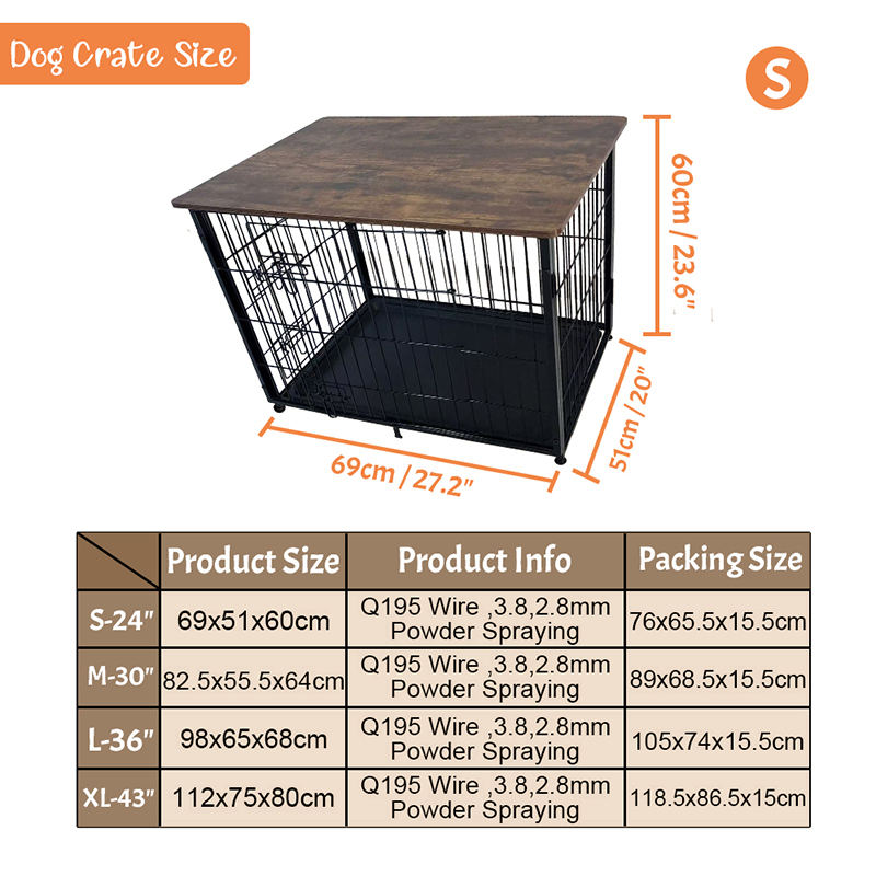 Kandang anjing furnitur kayu besar dengan nampan yang dapat dilepas Kandang anjing furnitur kayu besar dengan nampan yang dapat dilepas