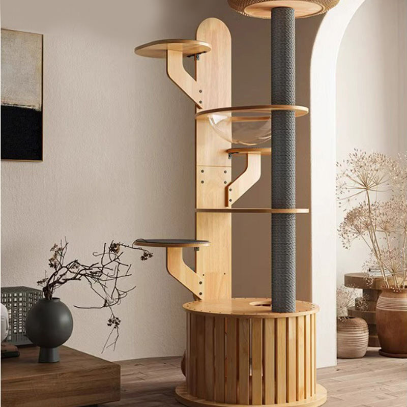 Bentuk kaktus bingkai panjat kayu pohon kucing padat dengan kapsul ruang Bentuk kaktus bingkai panjat kayu pohon kucing padat dengan kapsul ruang