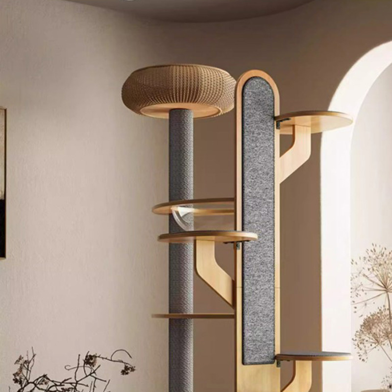 Bentuk kaktus bingkai panjat kayu pohon kucing padat dengan kapsul ruang Bentuk kaktus bingkai panjat kayu pohon kucing padat dengan kapsul ruang