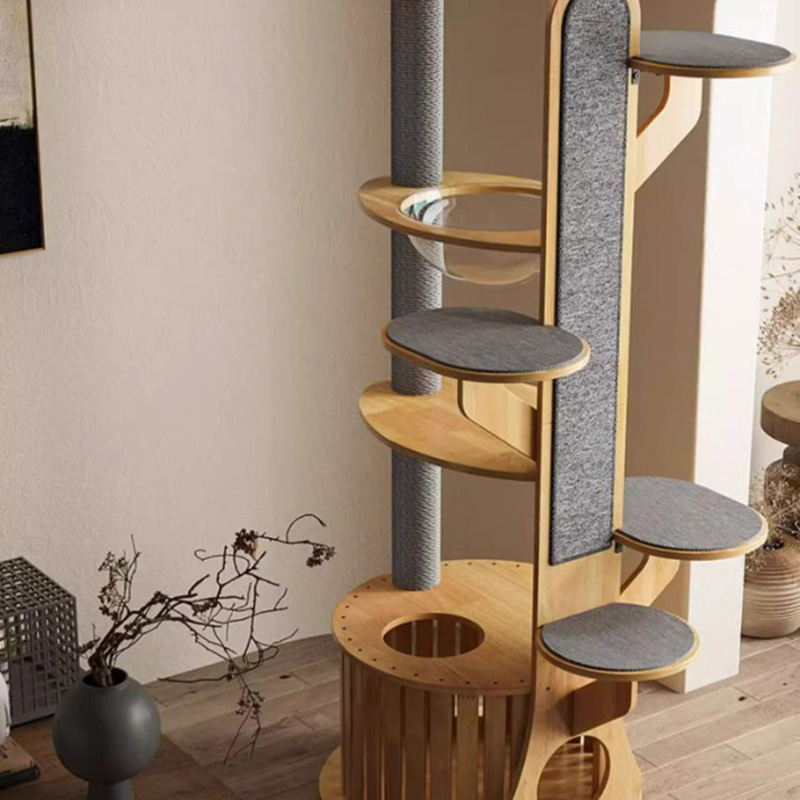 Bentuk kaktus bingkai panjat kayu pohon kucing padat dengan kapsul ruang Bentuk kaktus bingkai panjat kayu pohon kucing padat dengan kapsul ruang