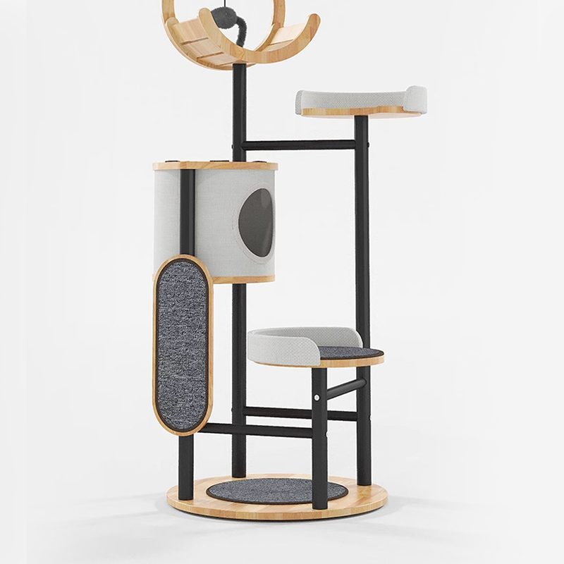 Kayu karet & bingkai panjat pohon kucing menara baja Kayu karet & bingkai panjat pohon kucing menara baja