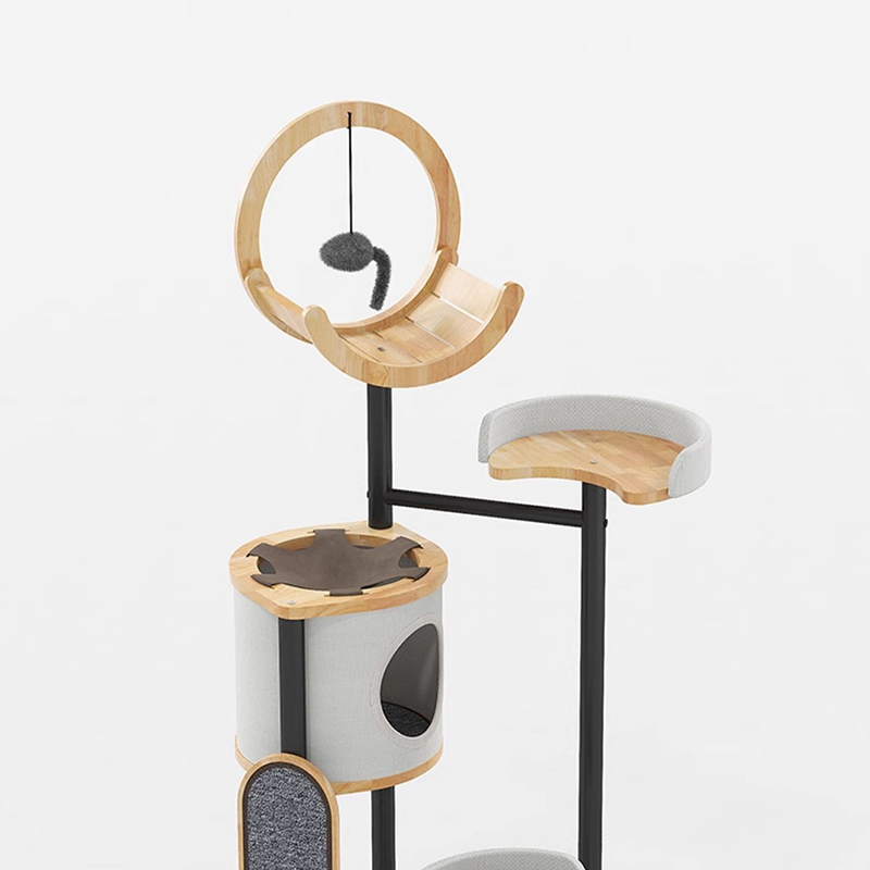 Kayu karet & bingkai panjat pohon kucing menara baja Kayu karet & bingkai panjat pohon kucing menara baja
