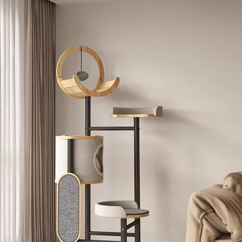 Kayu karet & bingkai panjat pohon kucing menara baja Kayu karet & bingkai panjat pohon kucing menara baja