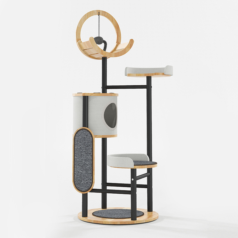 Kayu karet & bingkai panjat pohon kucing menara baja Kayu karet & bingkai panjat pohon kucing menara baja