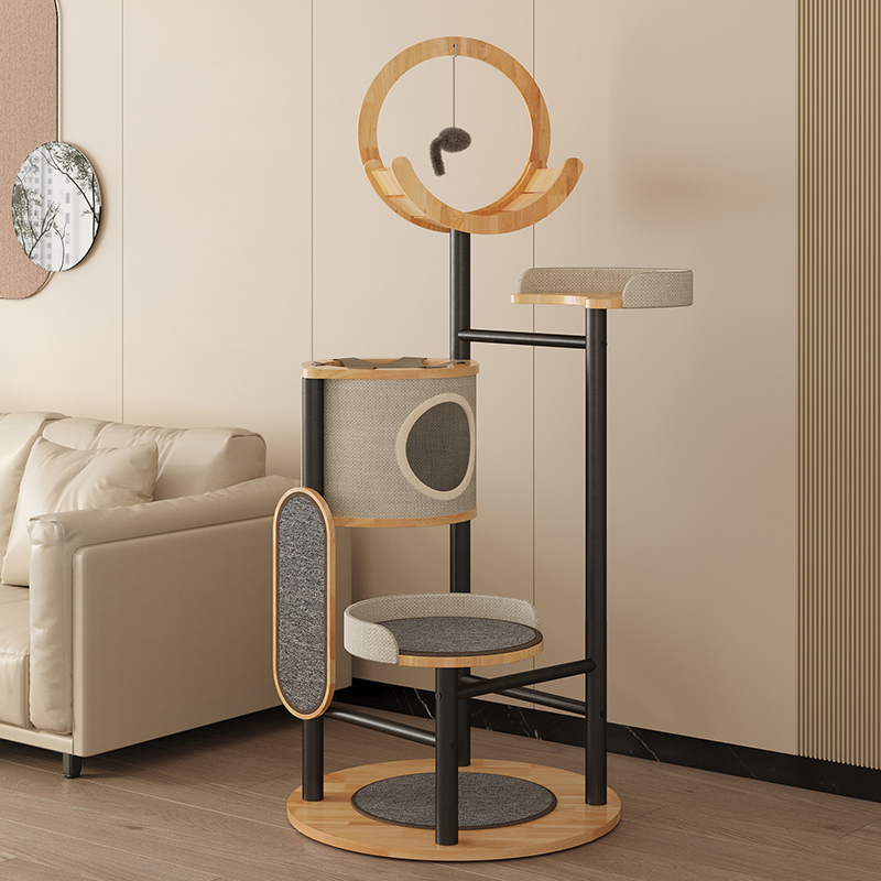 Kayu karet & bingkai panjat pohon kucing menara baja Kayu karet & bingkai panjat pohon kucing menara baja