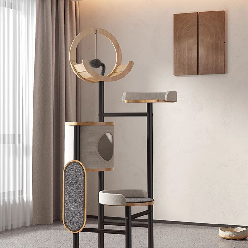 Kayu karet & bingkai panjat pohon kucing menara baja Kayu karet & bingkai panjat pohon kucing menara baja