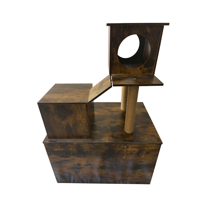 Menara Kucing Kayu Bingkai Panjat Pohon Kucing Indoor Dengan Kotak Sampah Menara Kucing Kayu Bingkai Panjat Pohon Kucing Indoor Dengan Kotak Sampah