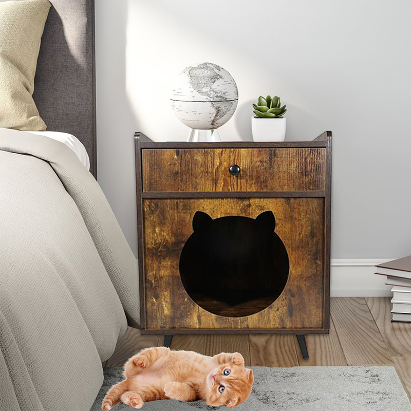 Kucing gaya furnitur berbentuk tv kandang dengan lemari sampah laci Kucing gaya furnitur berbentuk tv kandang dengan lemari sampah laci