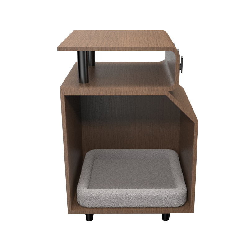 Tempat tidur hewan peliharaan kayu tempat tidur kucing dengan papan goresan Tempat tidur hewan peliharaan kayu tempat tidur kucing dengan papan goresan