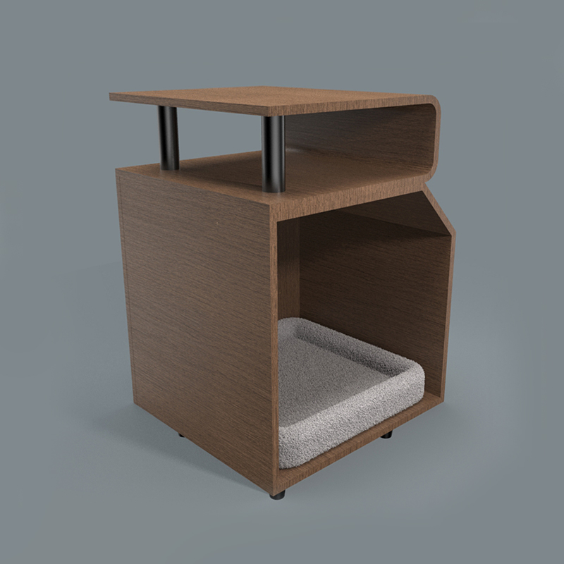 Tempat tidur hewan peliharaan kayu tempat tidur kucing dengan papan goresan Tempat tidur hewan peliharaan kayu tempat tidur kucing dengan papan goresan