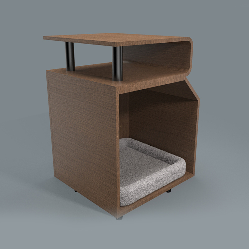 Tempat tidur hewan peliharaan kayu tempat tidur kucing dengan papan goresan Tempat tidur hewan peliharaan kayu tempat tidur kucing dengan papan goresan