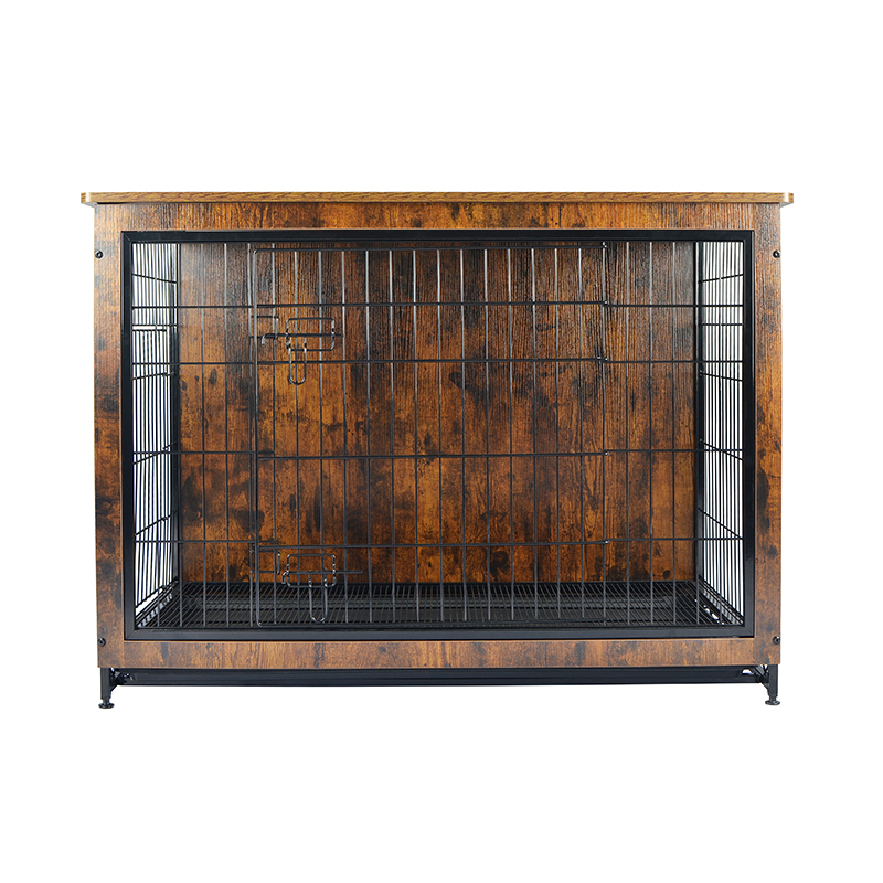 Kandang anjing logam gaya furnitur kayu dalam ruangan