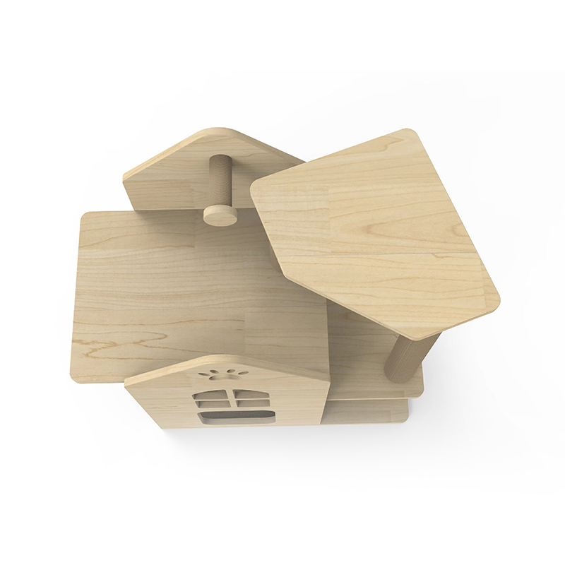 Rumah kucing menara kayu indoor dengan panjat tiang goresan sisal pohon kucing Rumah kucing menara kayu indoor dengan panjat tiang goresan sisal pohon kucing