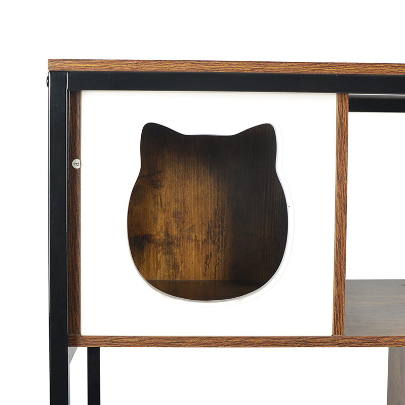 Pohon kucing kondominium menara dalam ruangan dengan tempat tidur gantung & kabinet sampah Pohon kucing kondominium menara dalam ruangan dengan tempat tidur gantung & kabinet sampah