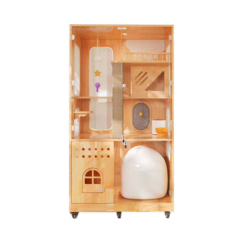 Panoramik Indoor Villa Cage Solid Wood Cat House Enclosure