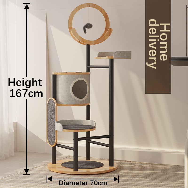 Kayu karet & bingkai panjat pohon kucing menara baja Kayu karet & bingkai panjat pohon kucing menara baja
